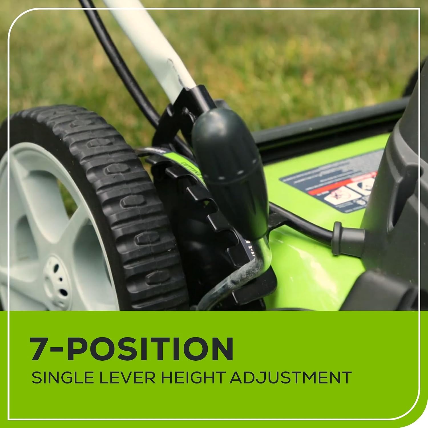 Greenworks 21 Inch Corded Push Mower, detail view