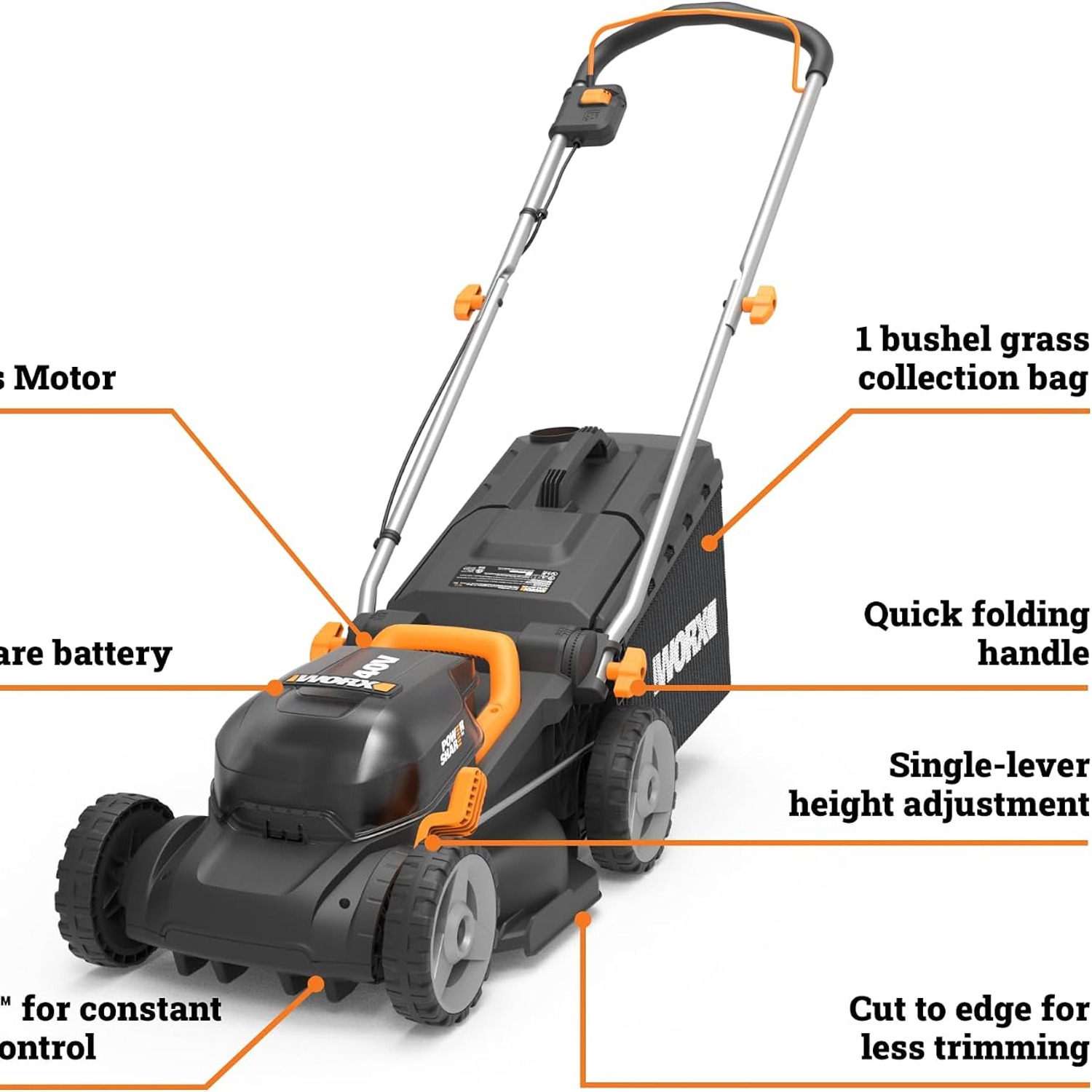 Worx WG735 14 Inch Cordless Lawn Mower Kit: image 8