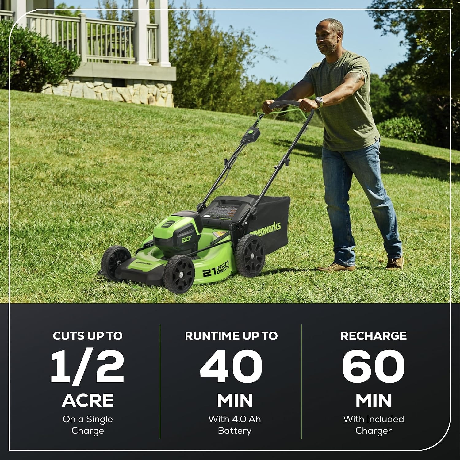 Greenworks 80V 21-Inch Cordless Push Mower Kit: image 4