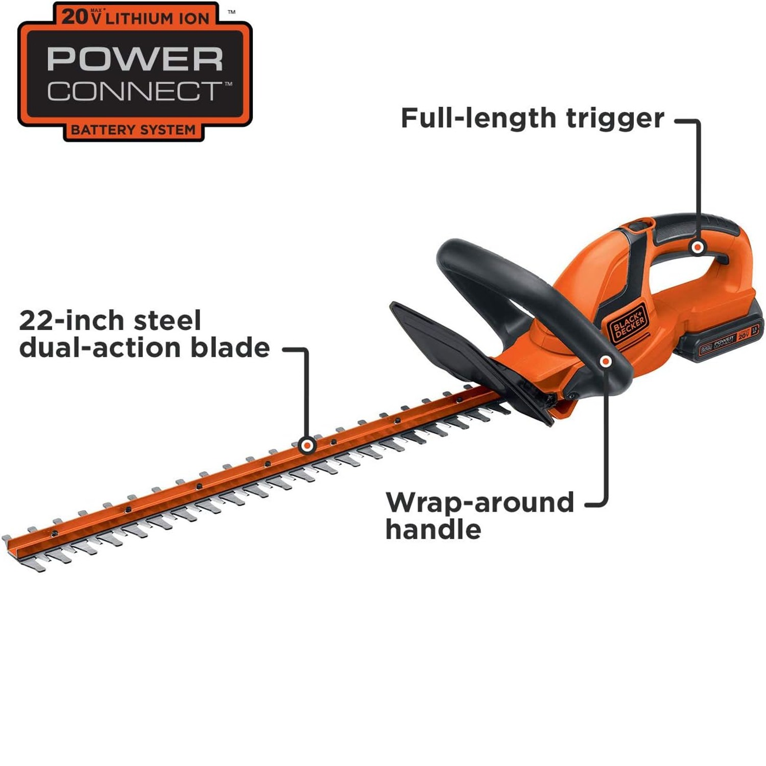 BLACK+DECKER 20V MAX 22-Inch Cordless Hedge Trimmer Kit: image 2